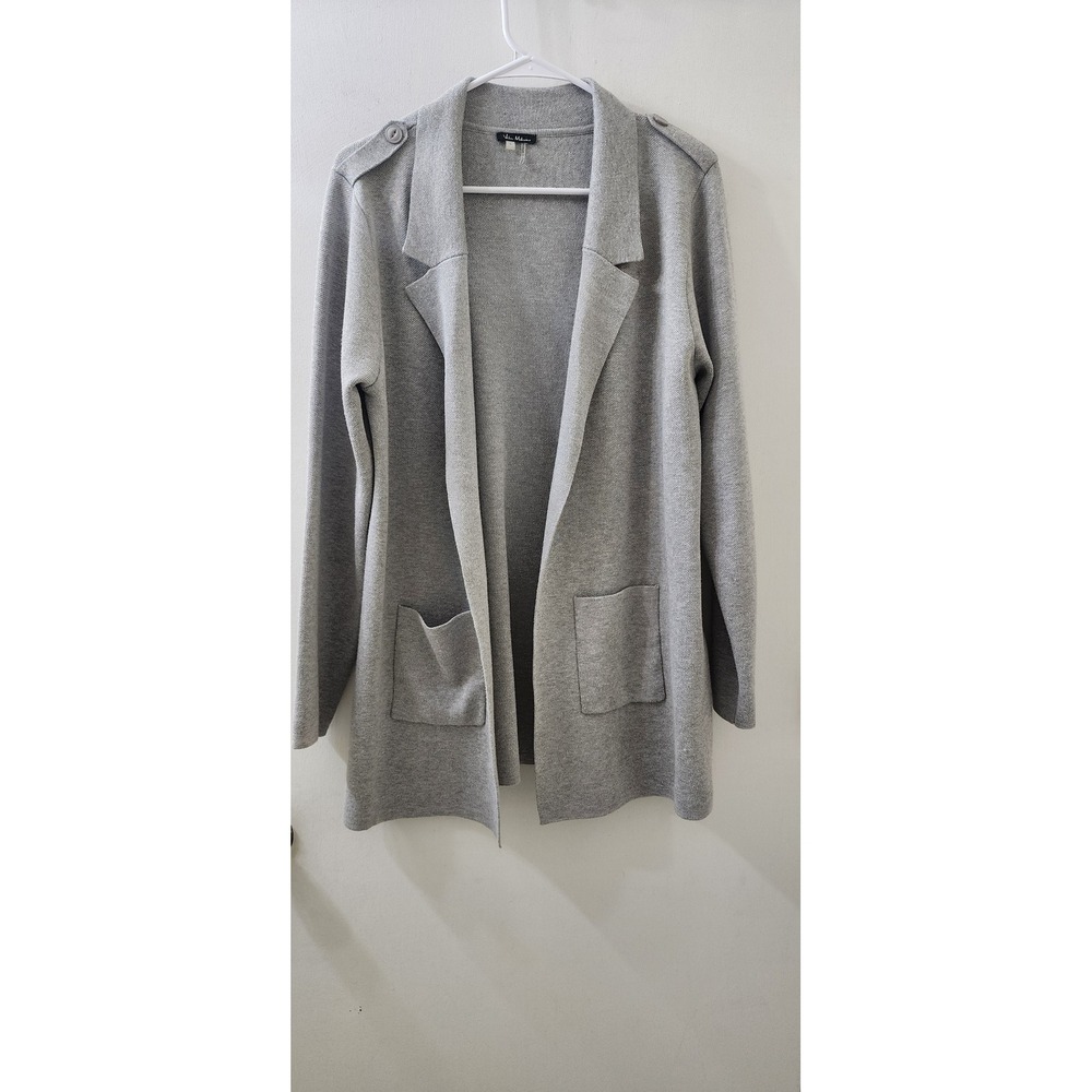 Vila Milano Womens Gray Open Front Knit Blazer Cardigan Jacket Size L